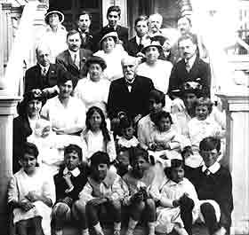 Left Henry Liebmann (center with white beard) and family.