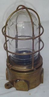 Original Cast Brass Lovell Engine Room Nautical Light Polished re 