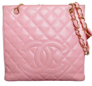 Authentic Chanel PST Pink Quilted Caviar Leather Timeless Shopping 