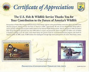 SC RW72 JDS13 Certificate of Appreciation MNH