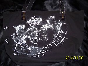 AUTHENTIC JUICY COUTURE TOTE CHALKBOARD BAG BLACK BEACH OVERNIGHT