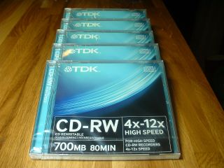 TDK CD RW Blank Discs re Recordable CDR 700MB Rewritable 12x High 