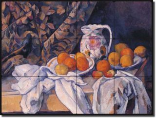 Cezanne Fruit Backsplash Tumbled Marble Tile Mural Art