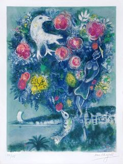 Chagall Marc Angel Bay with A Bouquet of Roses Litho