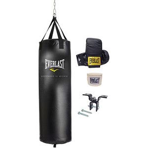New Everlast 70 lb Heavy Punching Bag Kit Boxing Set