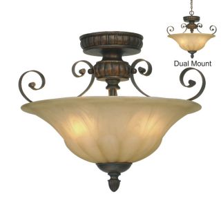   Light Pendant or Semi Flush Ceiling Lighting Fixture, Bronze, Glass