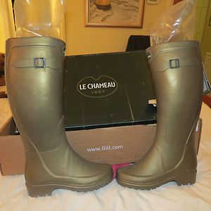 Le Chameau Rainboots GOLD Eur Size 37 US Size 6 NEW IN BOX NIB