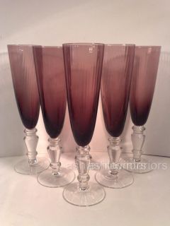 Purple Flute Glasses Champagne Wine Glasses in 6S 190ml