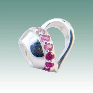 Authentic Chamilia Sterling Silver Bead Heart w Pink CZ Retired $60 Ja 