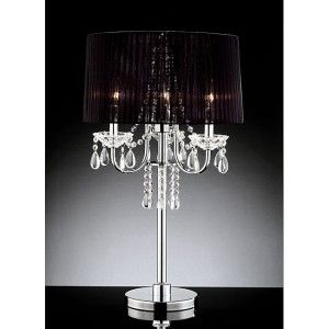 New Chrome Finish Crystal Chandelier Table Lamp w Shade
