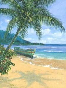 Tropical Beach Front Palm Paradise Wallpaper Mural