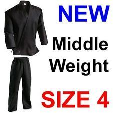 Karate Uniform Size 4 Black 8oz Century Martial Art Gi