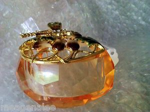    DRAGONFLY glass TRINKET jewelry BOX BY WELFORTH GEMS welLmade NICE