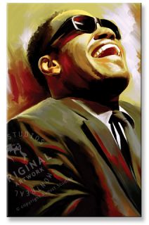mixed media artwork of ray charles giclee with oil and