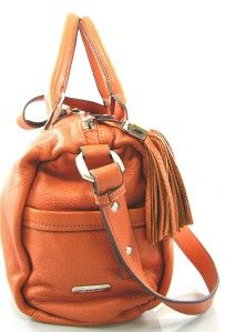 nwt b makowsky charisse orange leather satchel bag