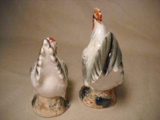 marked vintage rooster hen ceramic figurines japan