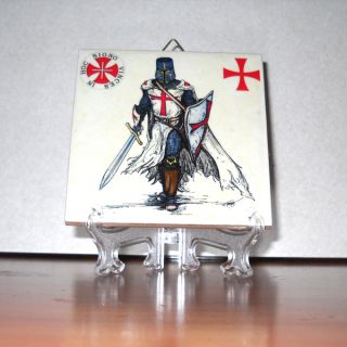 Knight Templar with Shield Ceramic Tile Hand Made HQ Masonic 