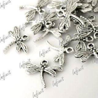   Silver Antique Cute Dragonfly Charms Pendants 15x18 TS0012