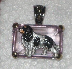 Cavalier King Charles spaniel Pink crystal pendant DOG jewelry Tri 