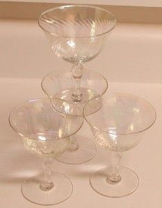 Vintage Iridescant Champagne Sherbet Glasses Set of 4