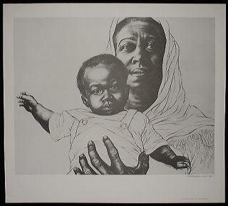 Signed “Mother Child” Lithograph by Charles White