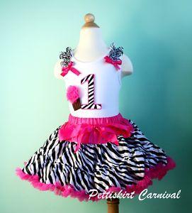   Hot Pink Zebra Pettiskirt Tank Top 2pc Party Dress Outfit