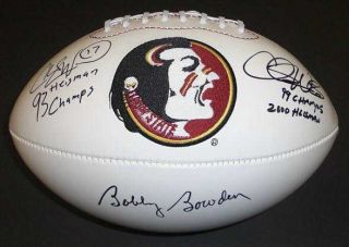 Bobby Bowden, Charlie Ward, and Chris Weinke Autographed FSU Seminoles 