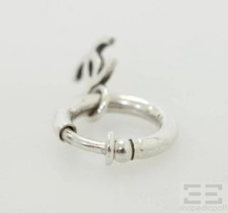 Chanel Silver Logo Small Hoop Earrings