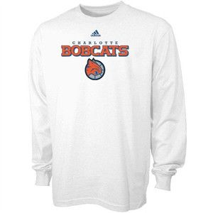 NBA Charlotte Bobcats Adidas Long Sleeve True Court Shirt White Tee 
