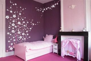 Large Wall Tree Nursery Decal Japanese Magnolia Cherry Blossom Flowers 