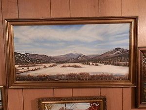    Large Panoramic Oil Painting Mt Washington Valley North Conway NH