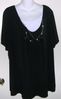 New Essentials 2fer Slinky Shirt w Necklace 2X