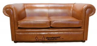 Chesterfield 2 Seater 1930s Sofa Settee Hand Dyed Bruciato Tan Brown 