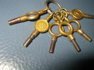 Collection of 6 Victorian Antique Pocket Watch Keys All in Very Good 