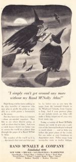 1945 Charles Addams Flying Witches Art Rand McNally Ad