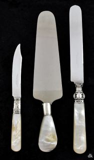 13 Pc MOP Handled Knives & Server Sterling Band