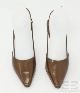 Charles Jourdan Brown Leather Slingback Heels Size 6 5B New