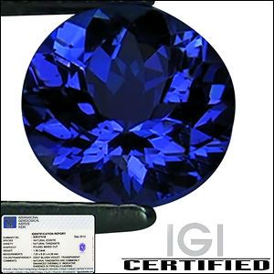 IGI Certified 1 38 ct AA Natural DBlock Tanzanite Round Cut Deep 