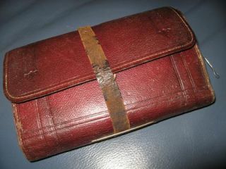 Antique Victorian Leather Fly Fishing Wallet Casts Flies Permission 