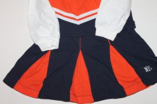 Broncos Girls Toddler Football Cheer Leader Skirt Costume Orange Navy 
