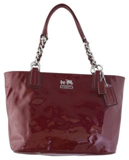 Coach Chelsea Patent Leather East West Tote Wine Handbag New
