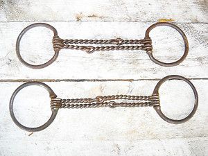 Vintage 1800s Pair of Iron Horse Chain Ring Bit Harness Antique 