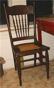 oak wood chair with cane seat