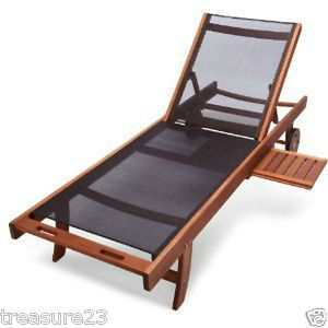 Strathwood All Weather Outdoor Chaise Lounge Chair Eucalyptus Wood