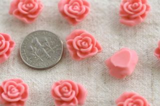 12pc Acrylic Lucite Cherry Blossom Pink Flower Cabochon Bead 