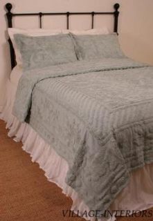   Egg Blue 100 Cotton Tufted King Chenille Coverlet Bedspread