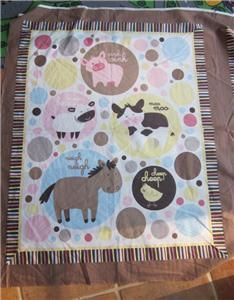   Quilt Panel Baby Farm Animals Stripe Pattern Fabric Yard Cotton