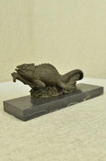 Life Size Chameleons Lizard Reptile Bronze Garde Sculpture Figurine 