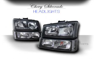 2002 2006 Chevy Avalanche 1500 2500 JDM Black Headlights Bumper Corner 