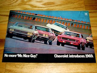 1969 Chevy Camaro Chevelle SS Impala Print Ad 1968 Poster Sign Z28 RS 